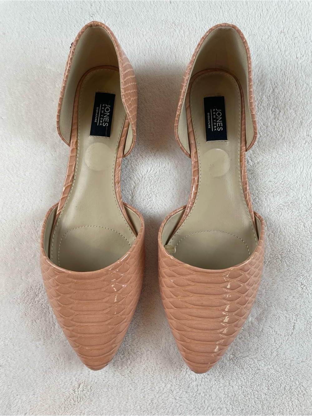 Jones New York Peachy Pink Textured Pointed D'Orsay Flats